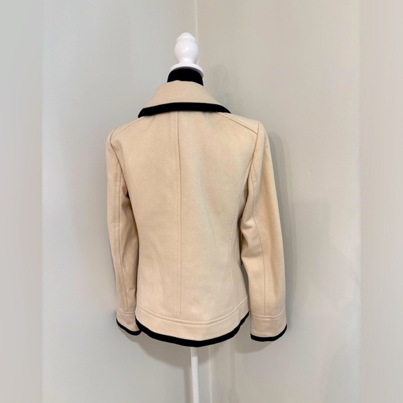 J Crew Cream & Navy Nello Gori Wool Peacoat Size 6 - Picture 5 of 10